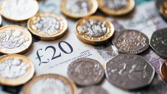 Image Of Coins And 20 Pound Note