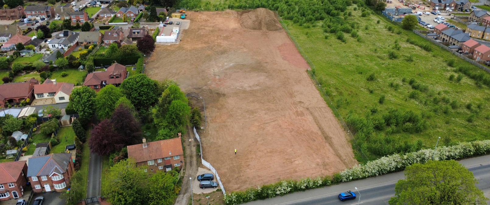 Aerial view of development site