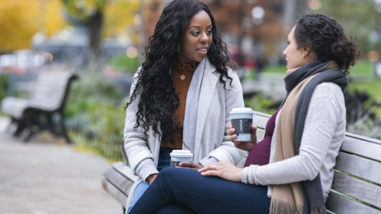 Women Talking On A Bench