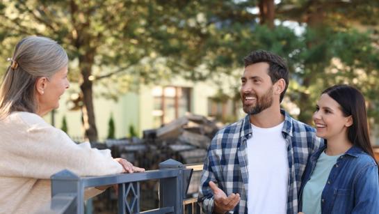 Friendly Neighbours Talking In Street Web