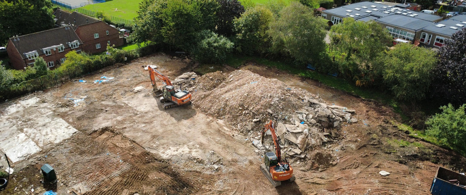 Aerial view of demolished site in Arnold