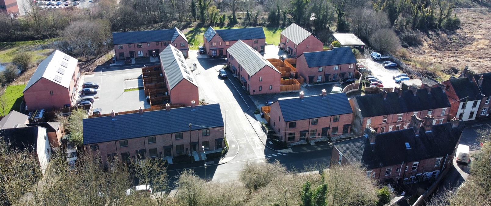 Aerial shot of Mayfield Road in Ashbourne