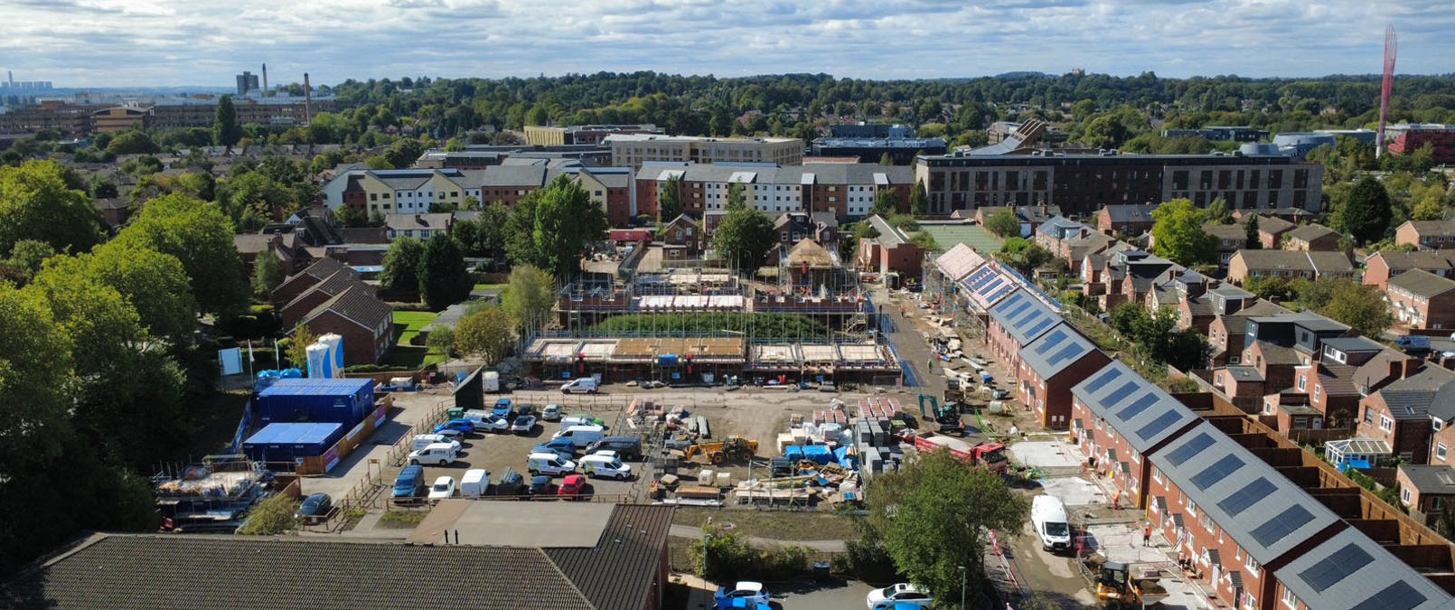 Aerial shot of new development in Lenton