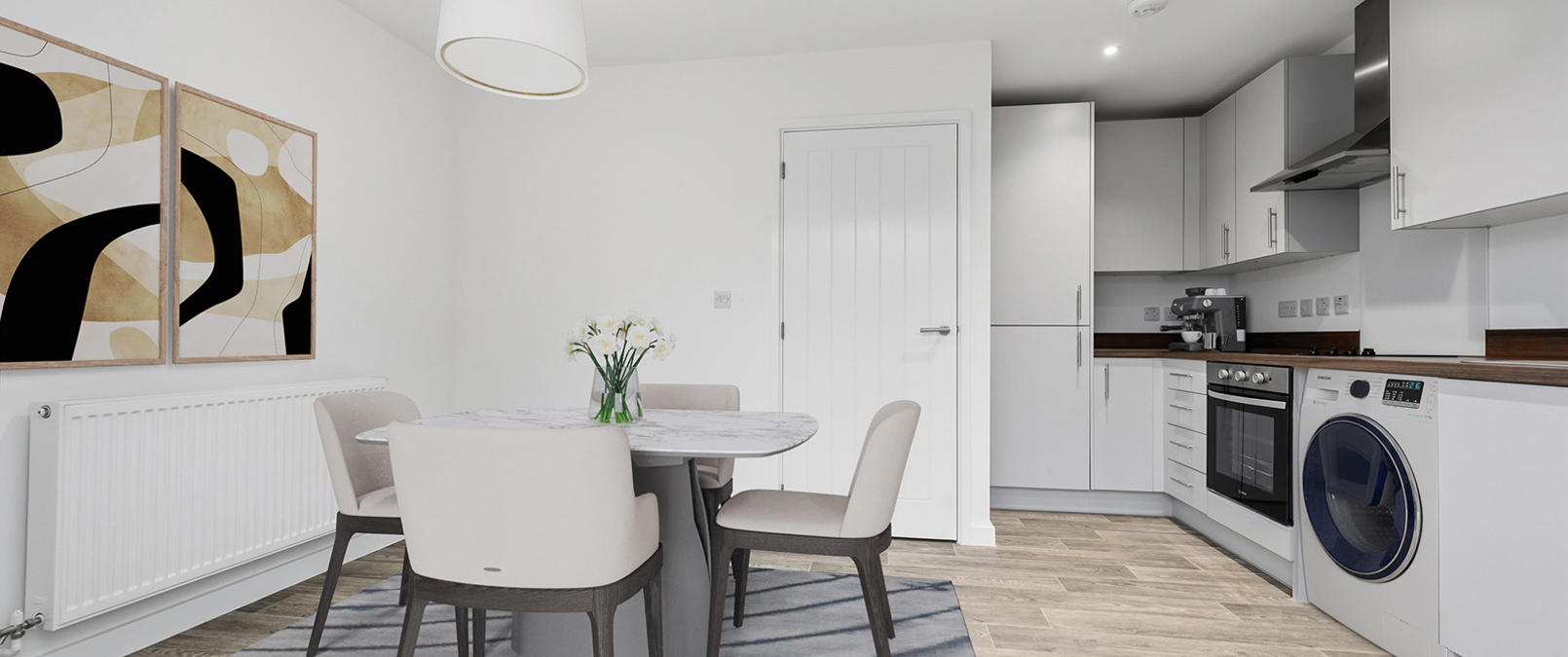 Two bed kitchen diner staged